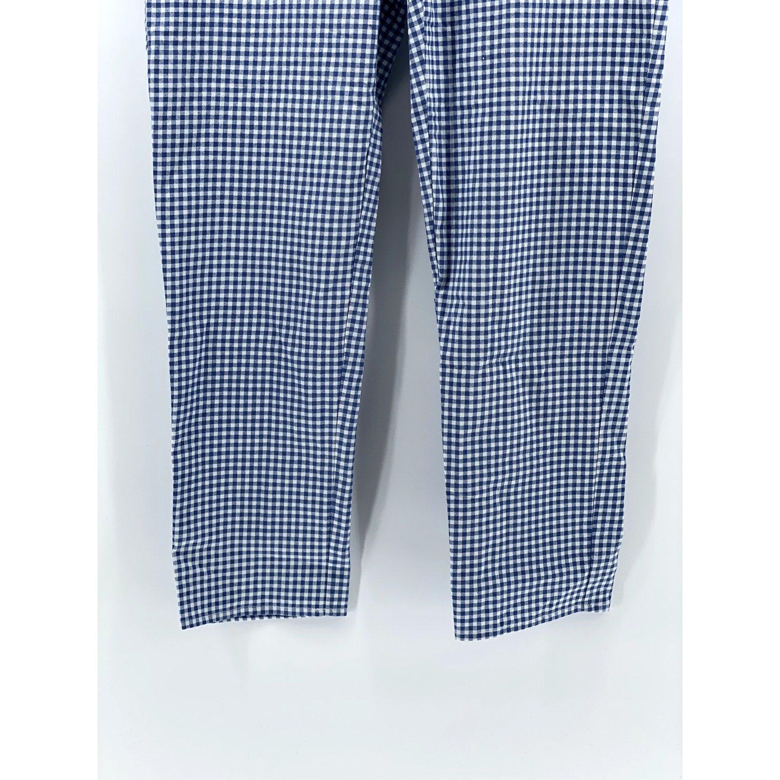 LULUS Women's Blue-White Gingham High-Rise Straight Leg Casual Pants SZ M