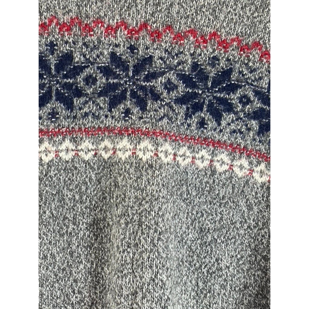 ABERCROMBIE & FITCH Men's Gray Heather Snowflake Print Crewneck Sweater SZ M