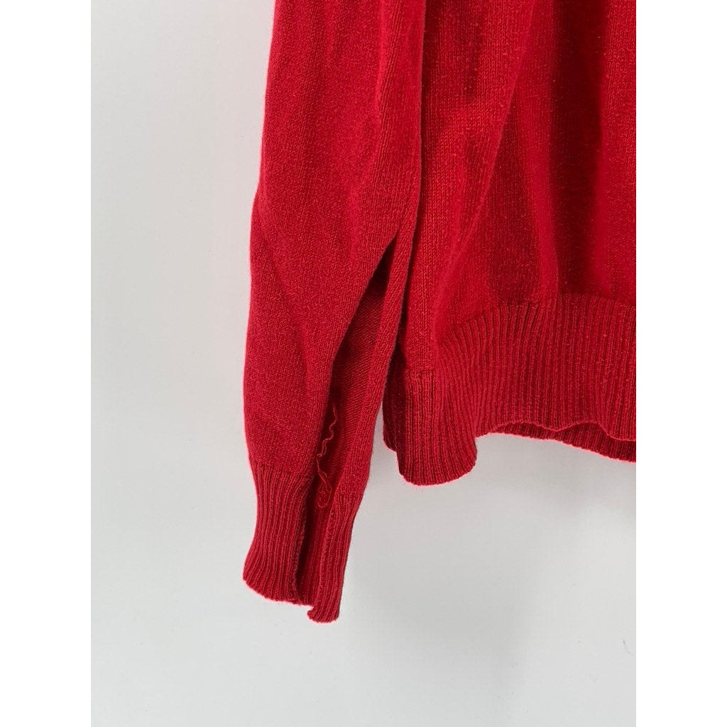 MOTHERHOOD MATERNITY Women's Red Knit Zip-Up Hooded Long Sleeve Sweater SZ S
