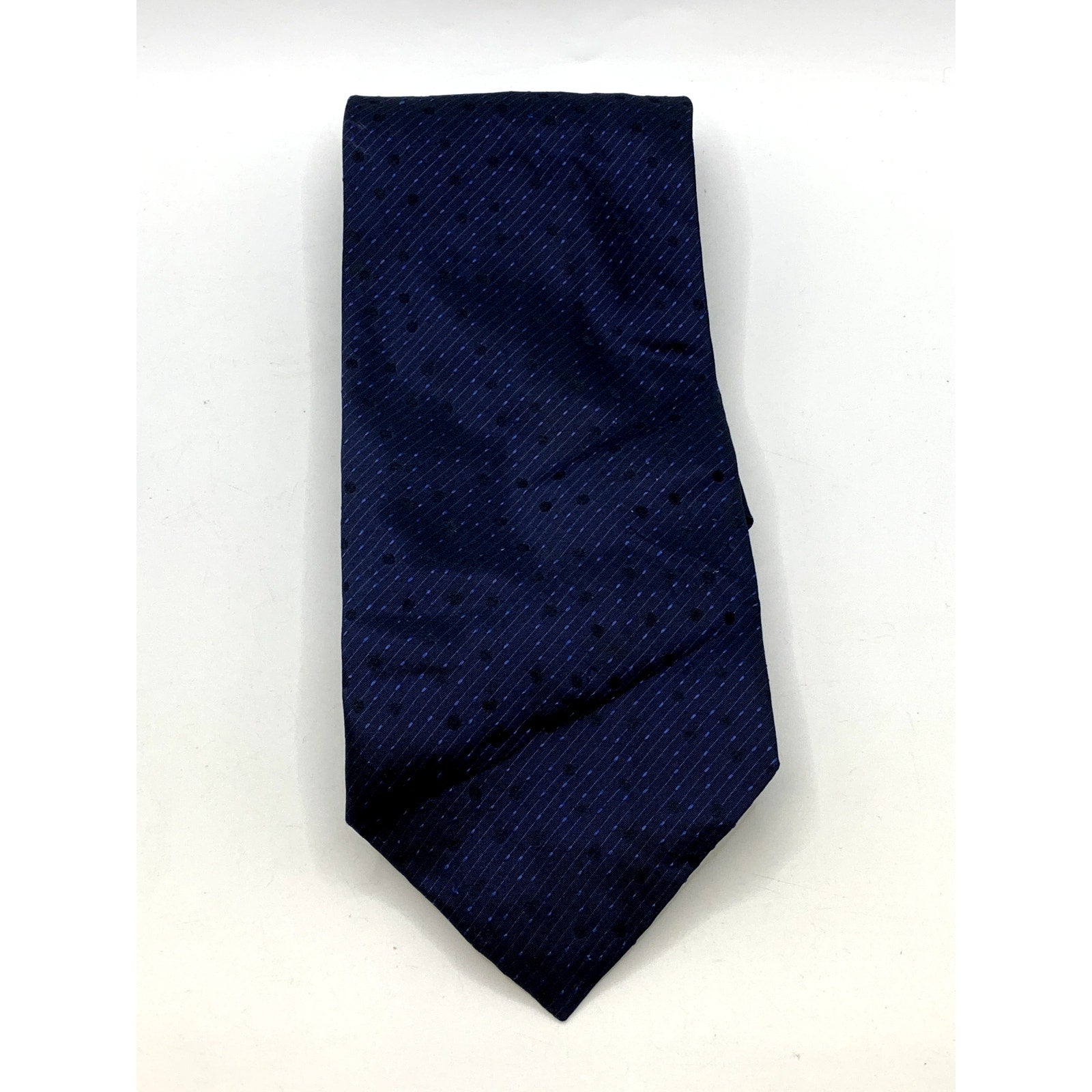 CALVIN KLEIN Men's Vintage 90's Silk Polka Dotted USA Navy Blue Tie OS