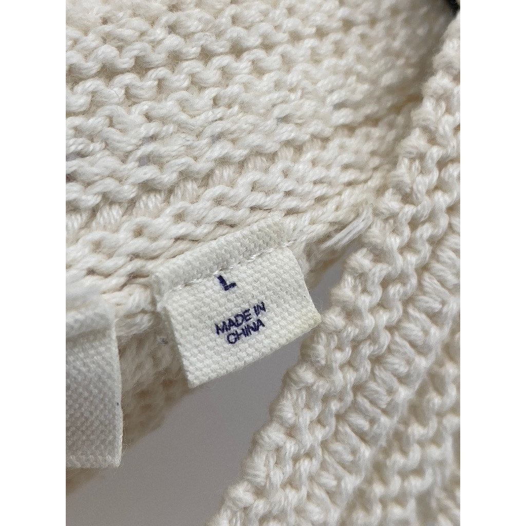 GAP Women's Cream Crewneck Crochet Knit Sleeveless A-Line Mini Dress SZ L