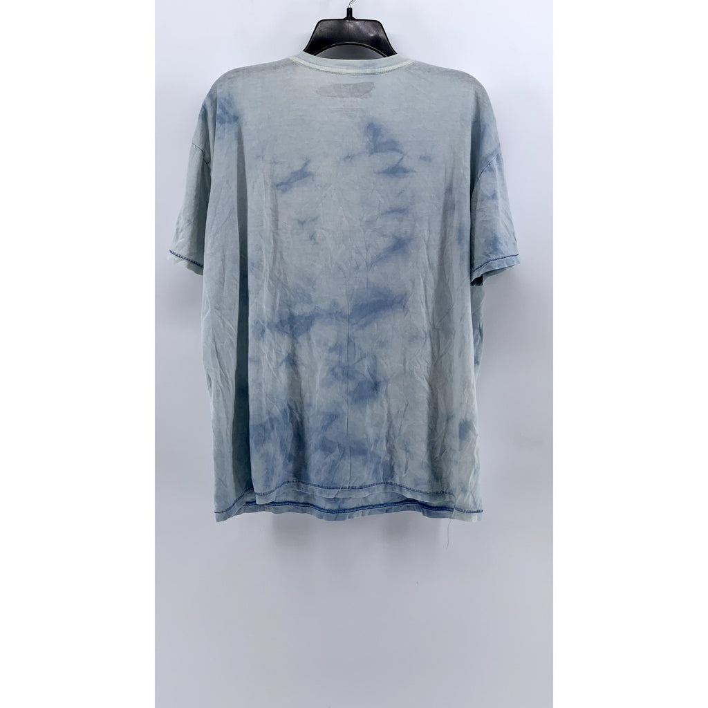 MARC ANTHONY Men's Blue Acid Wash Y2K Graphic Crewneck T-Shirt SZ XL