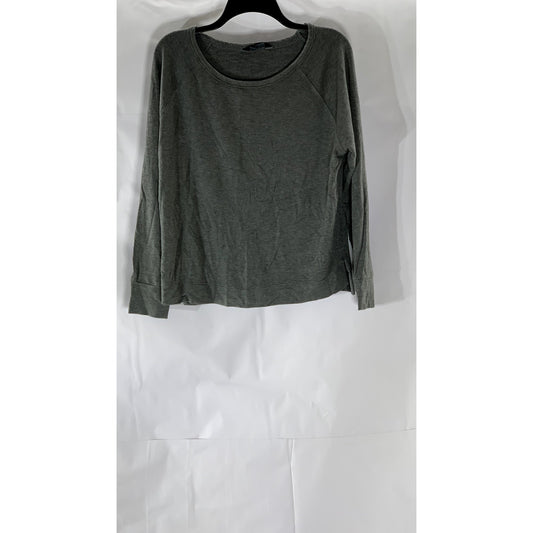 AMERICAN GIANT Women's Light Gray Casual Crewneck Long Sleeve Top SZ L