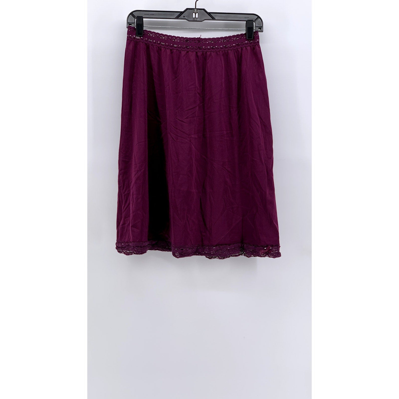 OLGA SECRET HUG Women's Vintage Plum Lace-Trim Half Slip Skirt SZ XL
