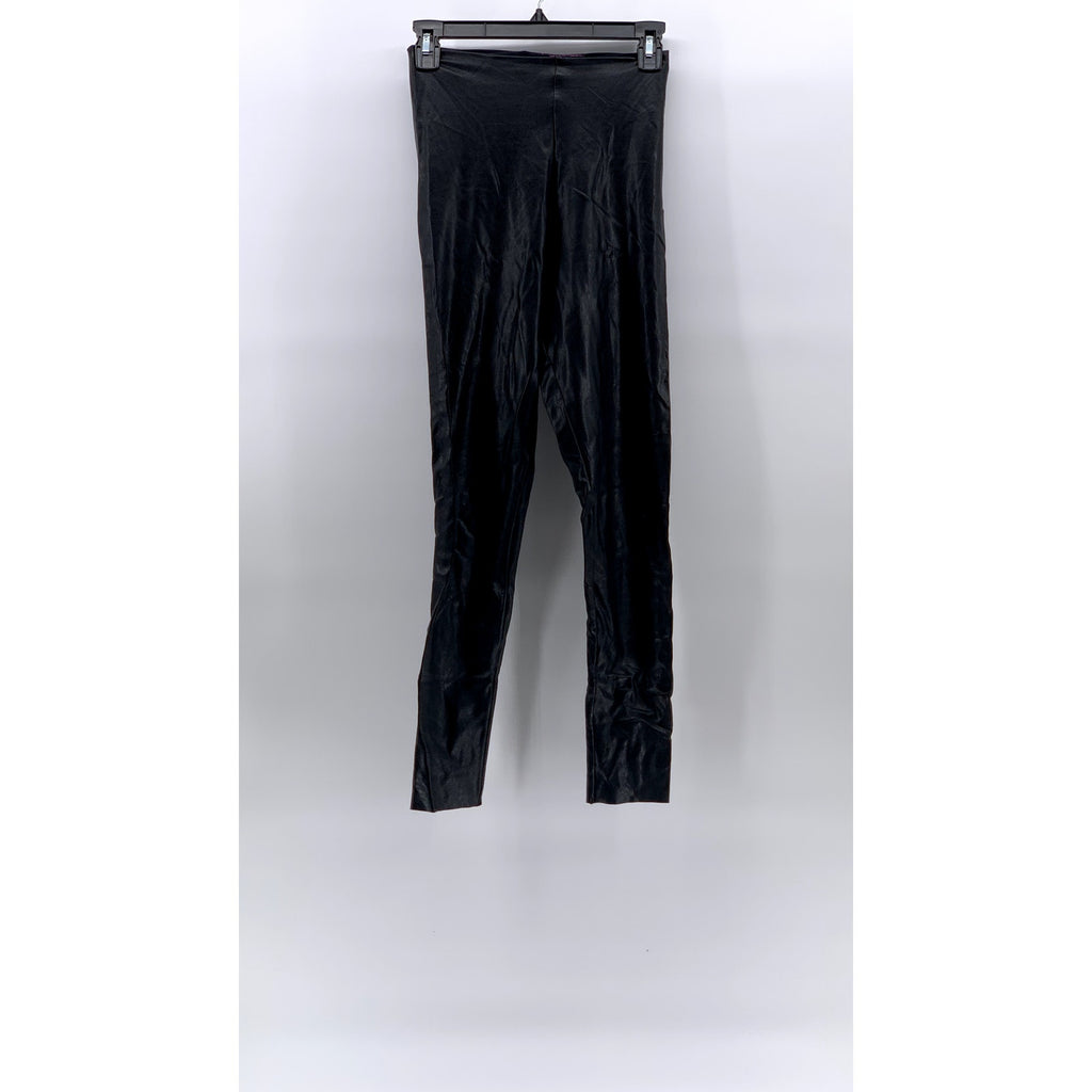 COMMANDO CONTROL Women's Black Faux-Leather High-Rise Ankle Leggings SZ S