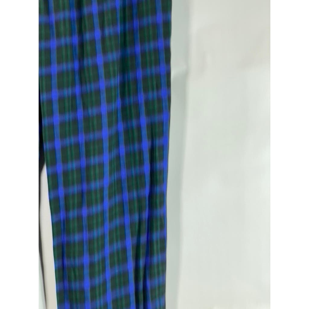 J.CREW Women's Blue/Green Plaid Vintage Drawstring Flannel Pajama Pant SZ M