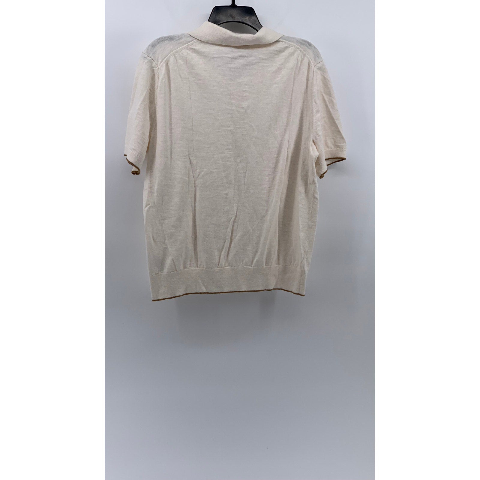 BANANA REPUBLIC Men's Off-White Short Sleeve Organic Cotton Polo Shirt SZ L