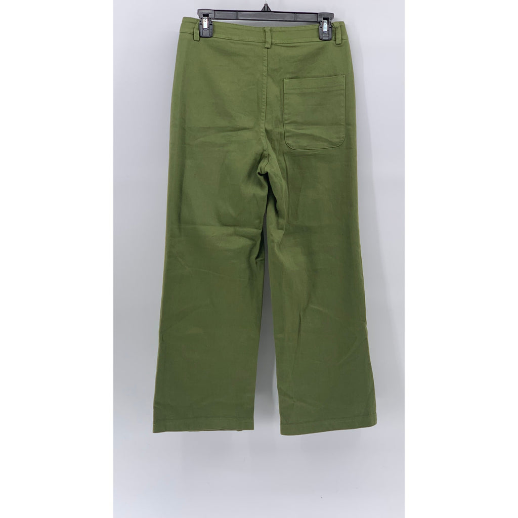 JOHANNA PARIS Women’s Dark Green Denim High Rise Wide-Leg Pant SZ M