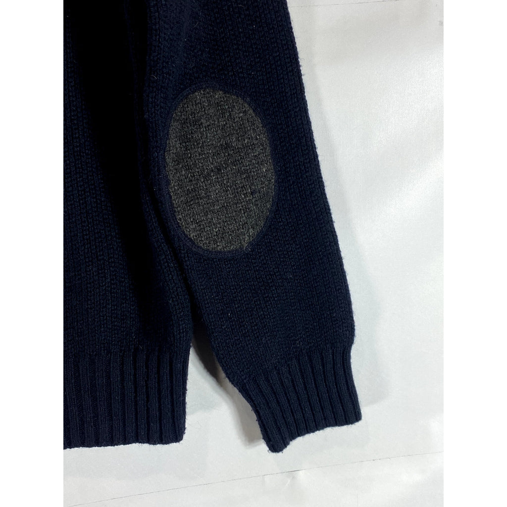 ABERCROMBIE & FITCH Men's Black Knit Crewneck Elbow-Patch Muscle Sweater SZ S