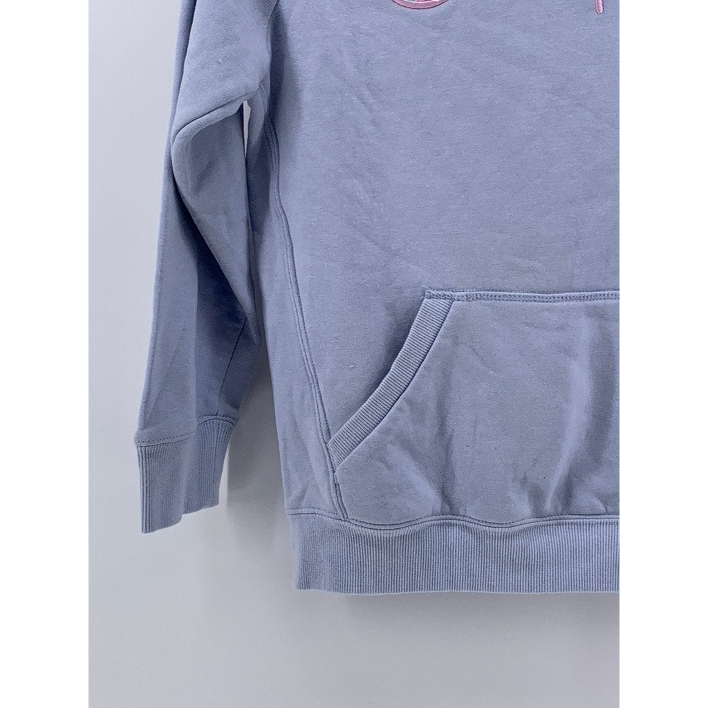 CHAMPION Girls Light Blue-Pink Script Logo Hoodie SZ XL