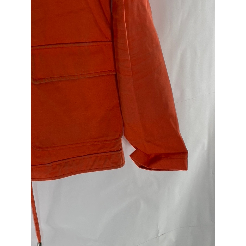 TOPSHOP Women's Orange Snap-Button Full-Zip Drawstring Hem Jacket SZ 2