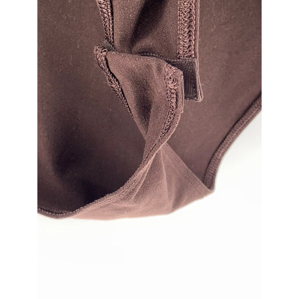 H&M Women's Brown Solid V-Neck Long Sleeve Bodysuit SZ M