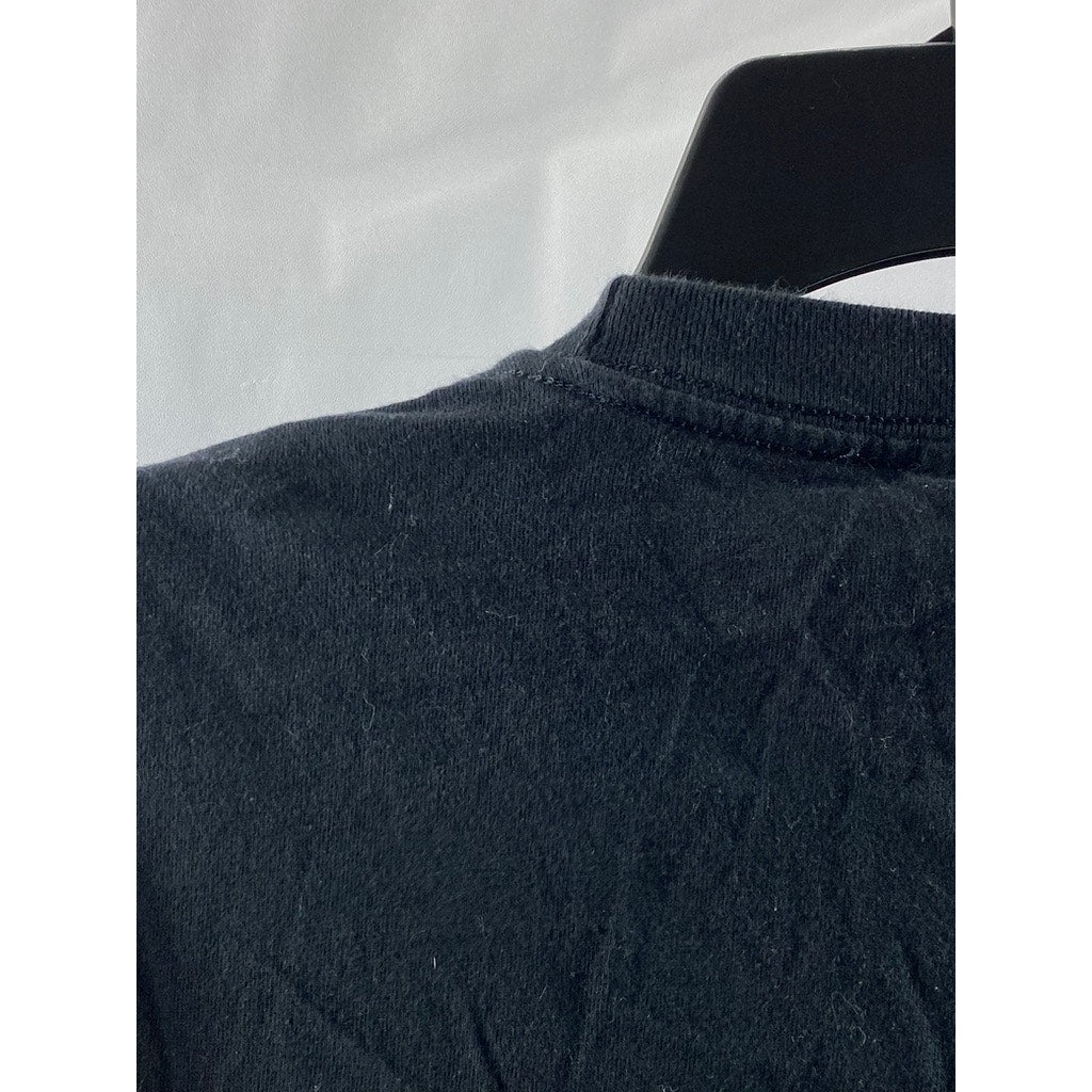 TEKLIFE Men's Black-White Crewneck Hexagon Graphic Short Sleeve T-Shirt SZ M
