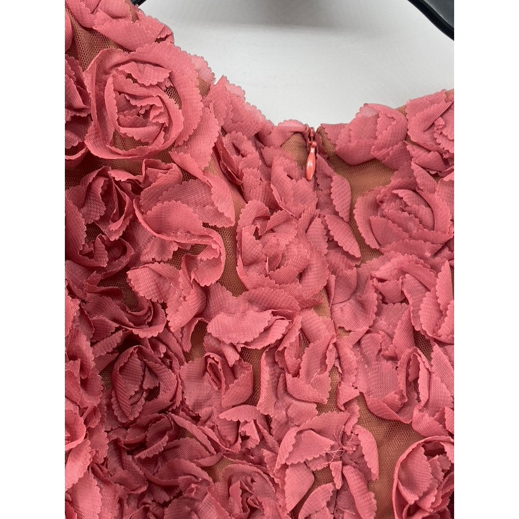 ELLIATT Women’s Pink Bloom Adoration Embroidered Floral Mesh Mini Dress SZ S