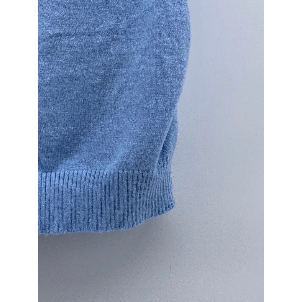 PRETTYLITTLETHING Women's Light Blue Knit Mock-Neck Cropped Sweater Top SZ S