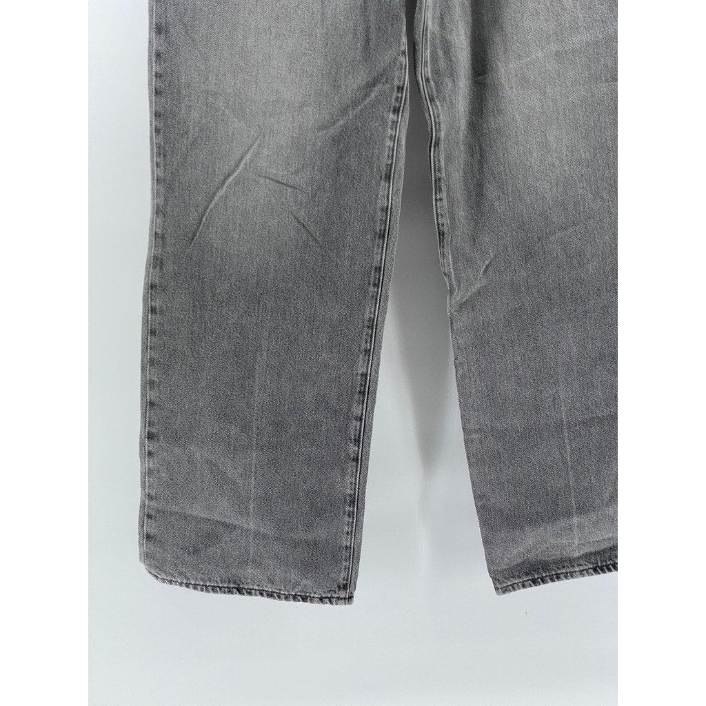 UNIQLO JEANS Women's Washed Black Denim Straight-Leg Wide Jeans SZ 27X31