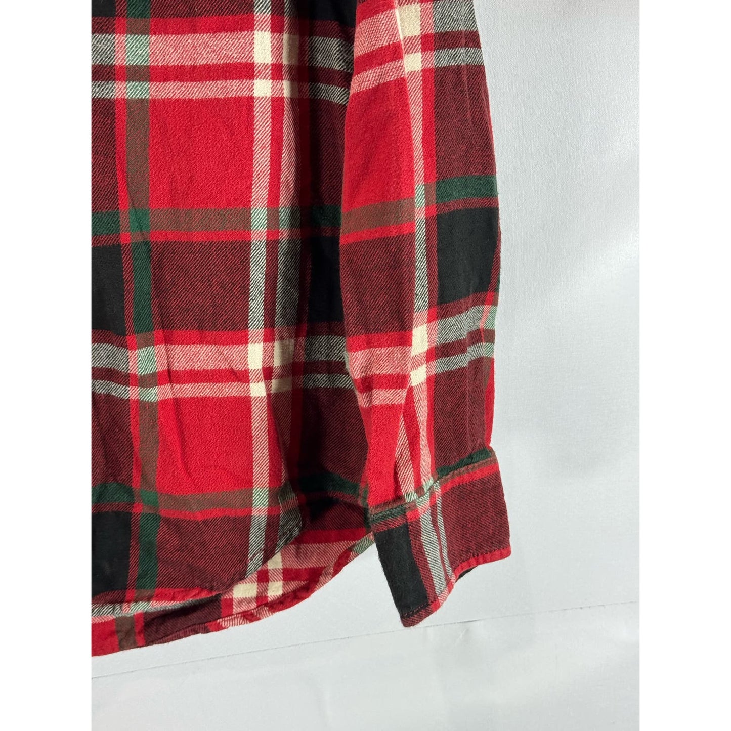AMERICAN EAGLE OUTFITTERS Men's Red Plaid Athletic-Fit Button-Up Shirt SZ S