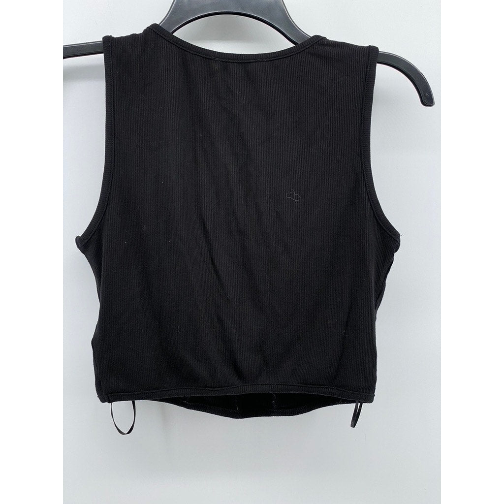 SINCERELY JULES Women's Black Corset Scoop-Neck Sleeveless Cropped Top SZ M