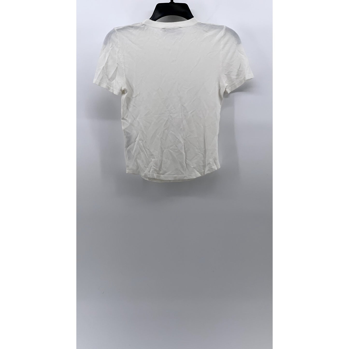 ZARA Women's White Extra Fine Rib Crewneck Short Sleeve Casual Top SZ S
