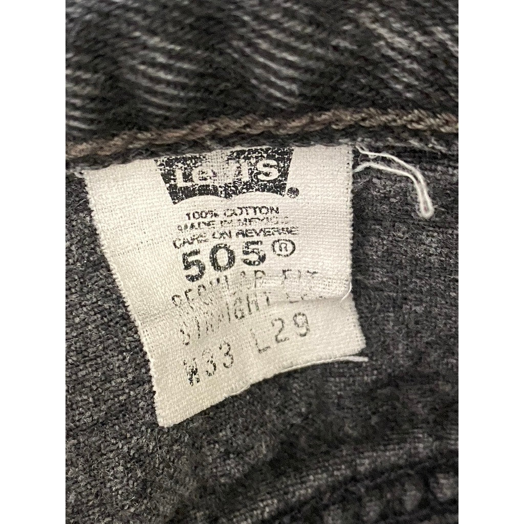 LEVI'S Men's Vintage Black 505 Regular-Fit Straight Denim Cut-Off Shorts SZ 33