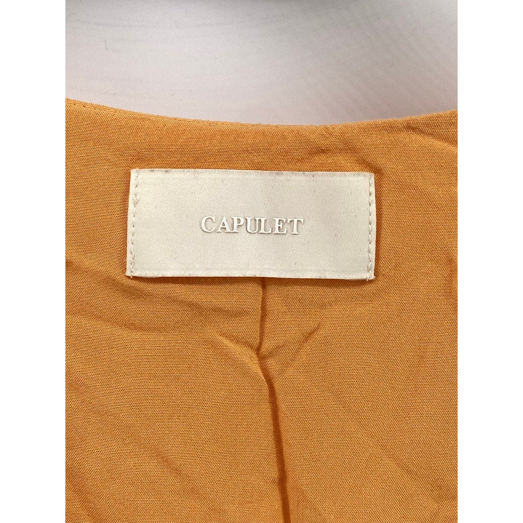 CAPULET Women’s Orange Pansy Asymmetrical Hem Wrap Long Sleeve Dress SZ S