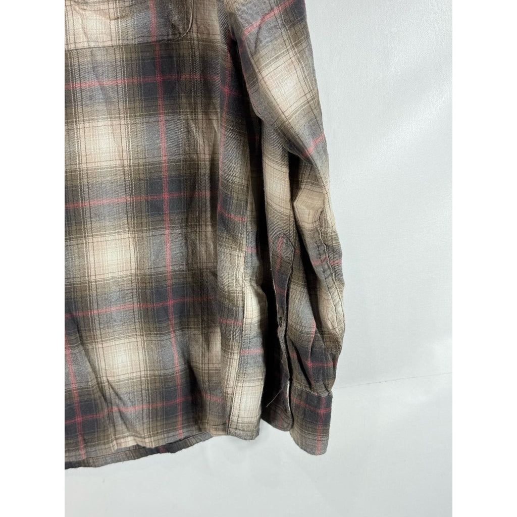 ABERCROMBIIE & FITCH Men's Brown Plaid Button-Up Long Sleeve Shirt SZ L