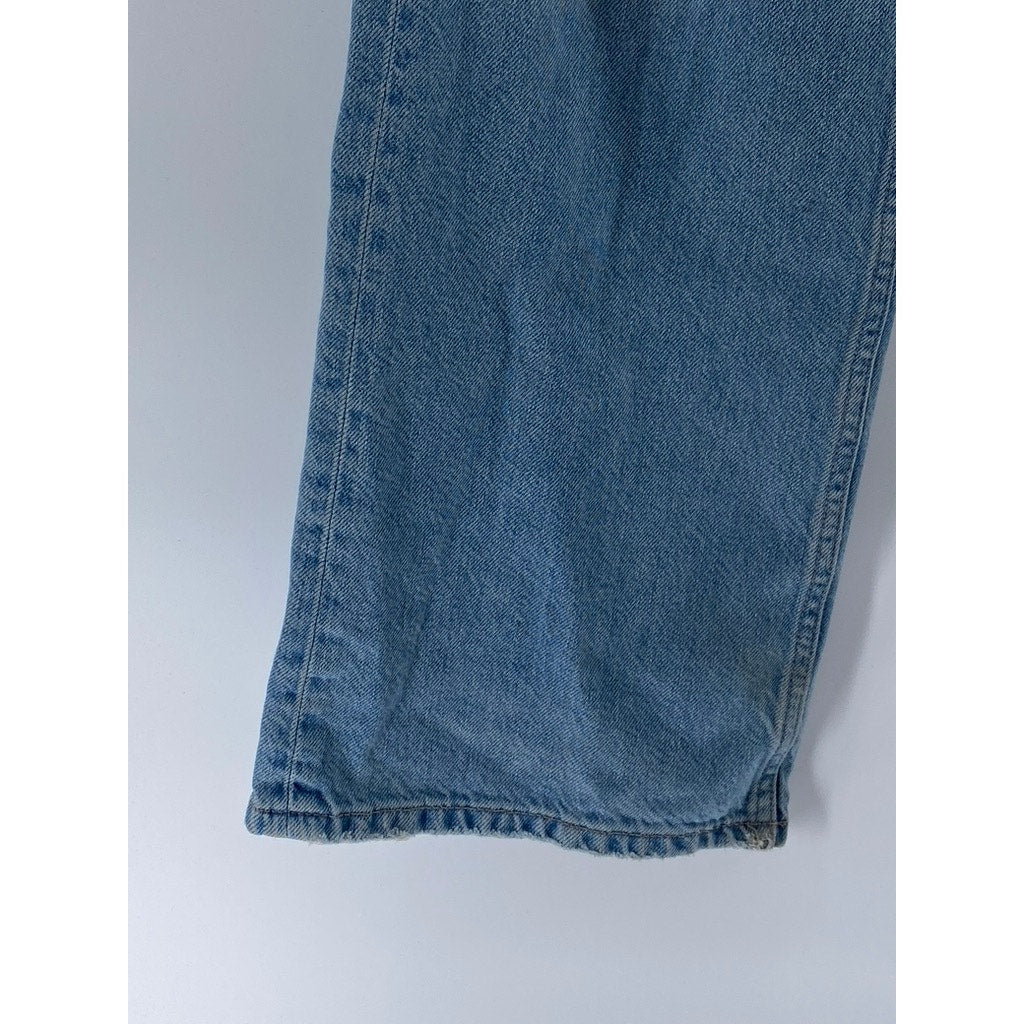 ZARA Women's Light Blue Straight-Leg Denim Baggy-Fit Denim Five-Pocket Jean SZ 8