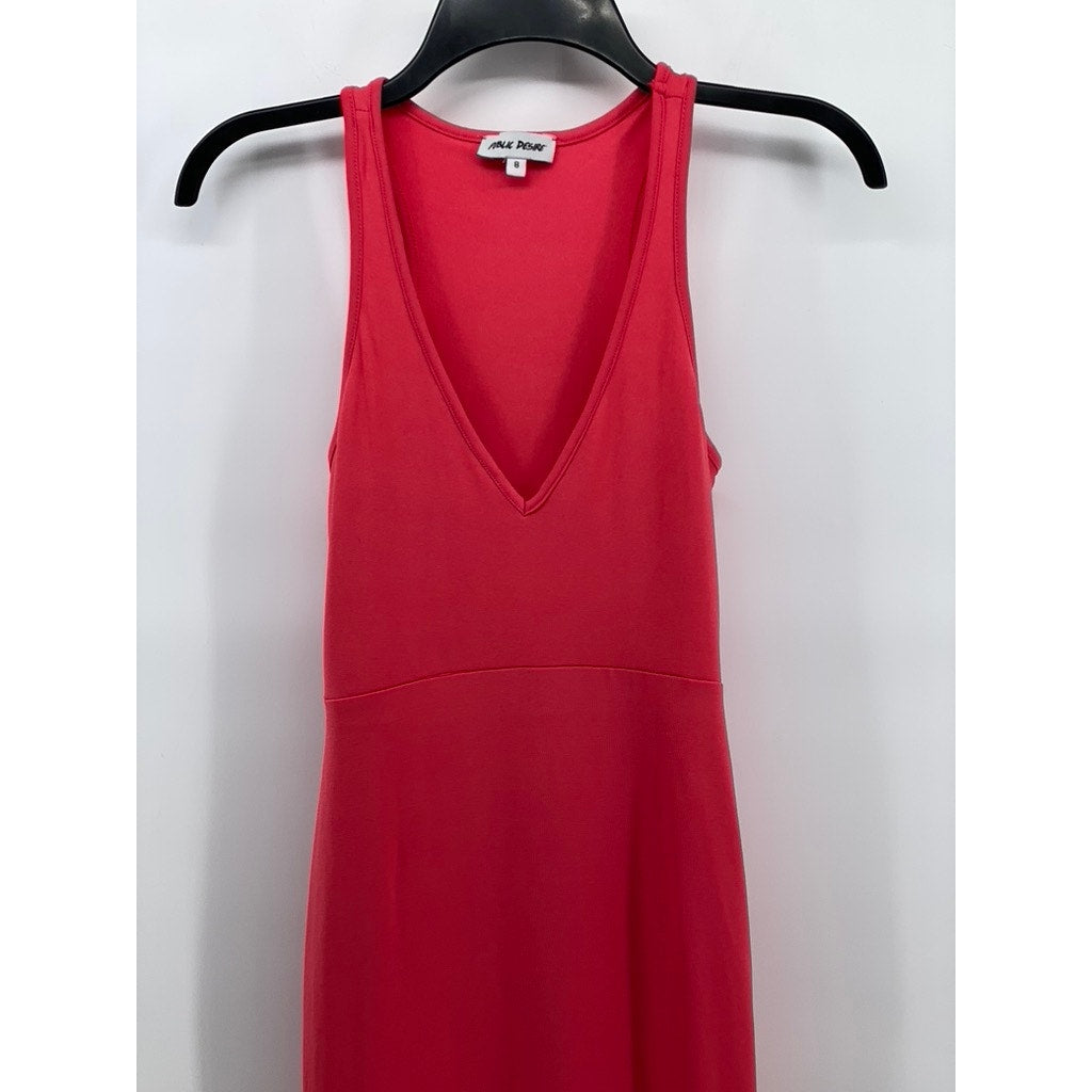 PUBLIC DESIRE Women's Pink Double Layer V-Neck Racerback Tank Maxi Dress SZ 8