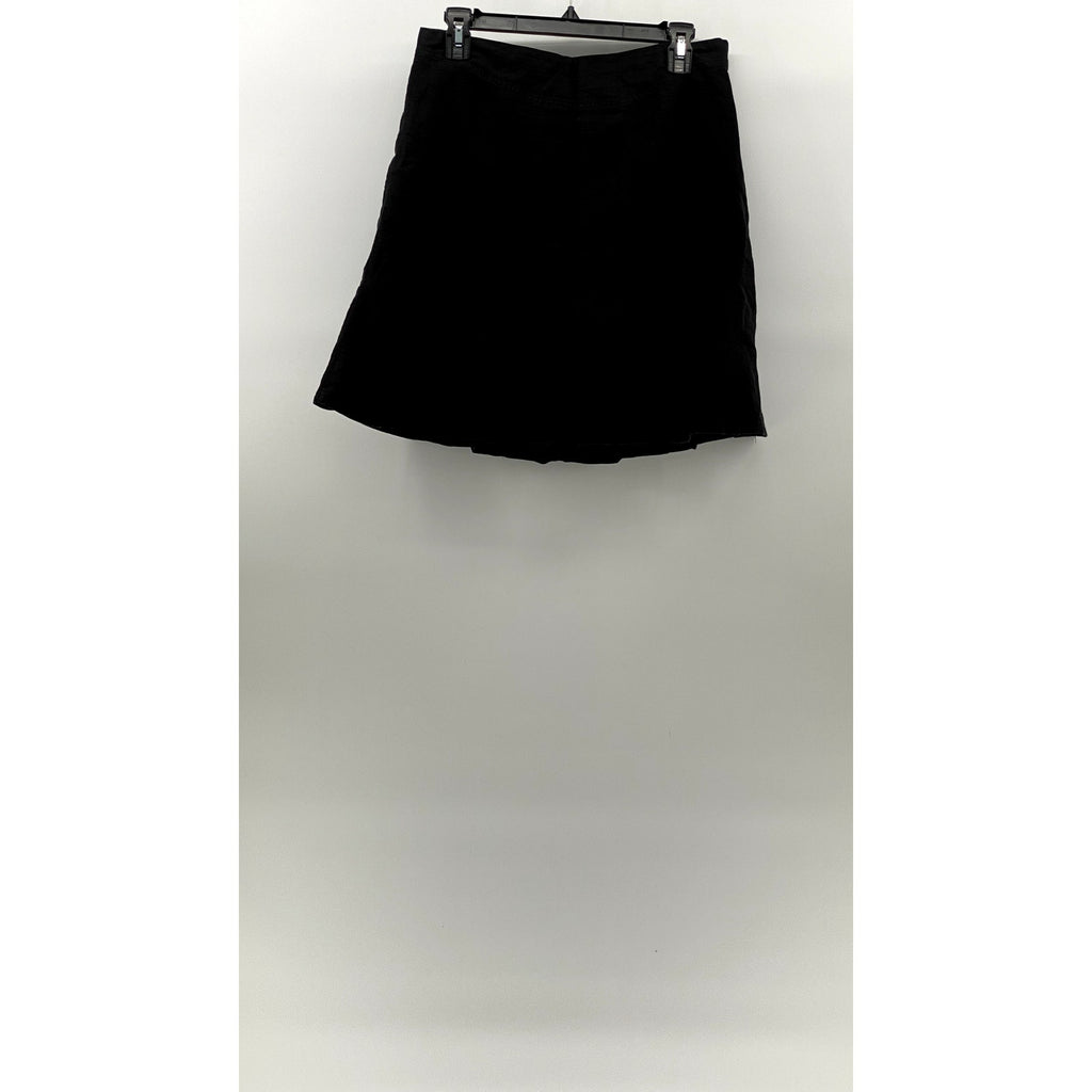 SMART SET Women's Black Linen-Blend Ruffle-Hem Pull-On Mini A-Line Skirt SZ 7