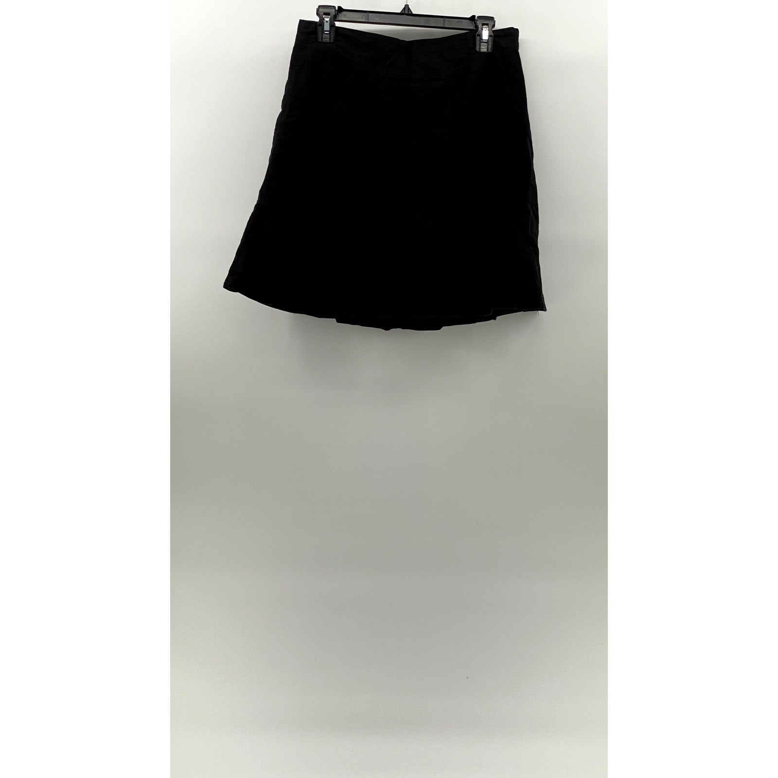 SMART SET Women's Black Linen-Blend Ruffle-Hem Pull-On Mini A-Line Skirt SZ 7