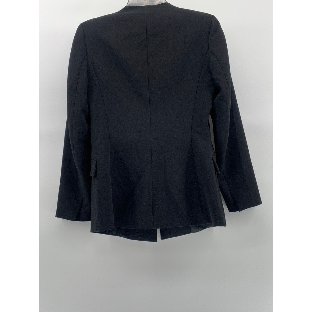 ZARA Women’s Black Solid Chic Collarless Long Sleeve Blazer SZ S