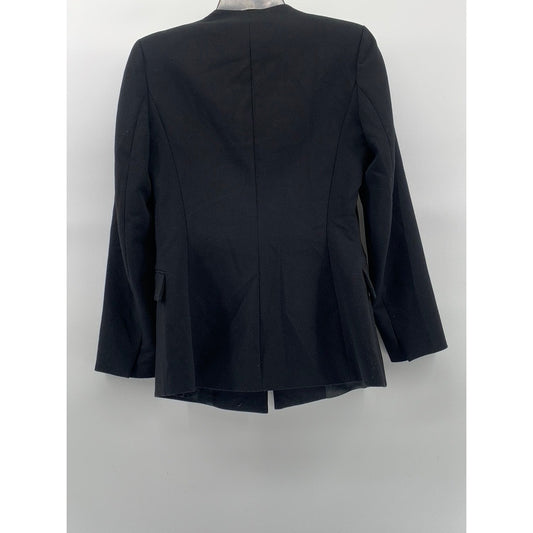 ZARA Women’s Black Solid Chic Collarless Long Sleeve Blazer SZ S