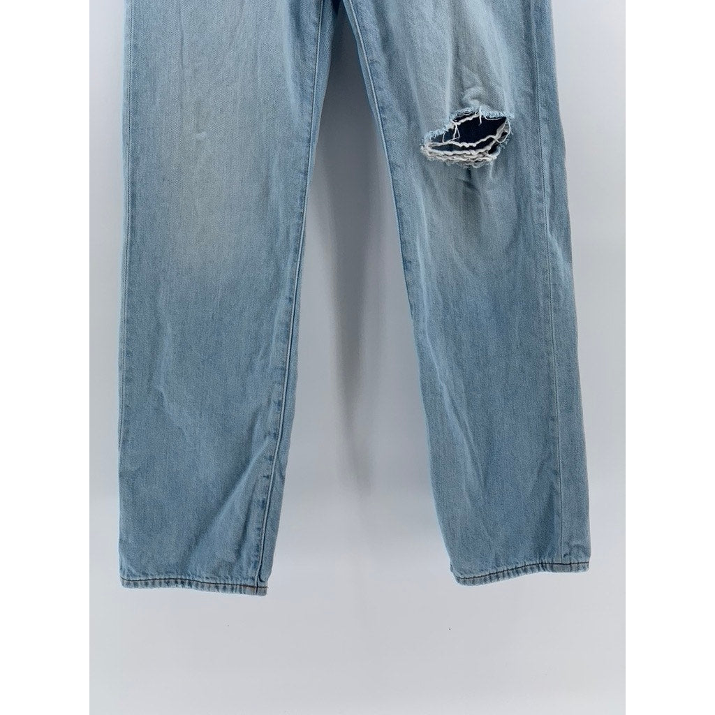 MADEWELL Women's Light Wash Distressed Low-Slung Straight Jeans SZ 24