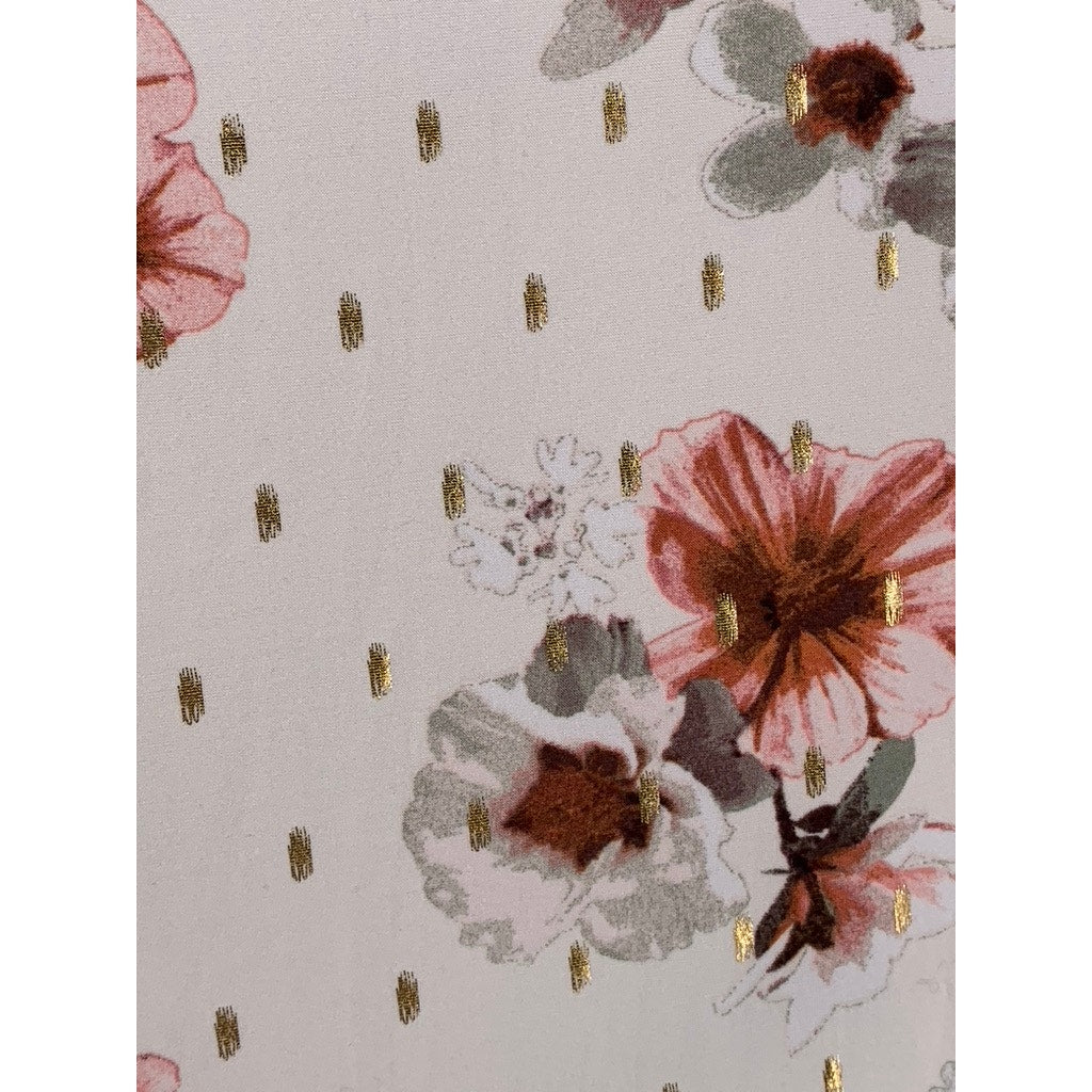 J FOR JUSTIFY Women's Cream Floral V-Neck Short Sleeve Bodycon Dress SZ M