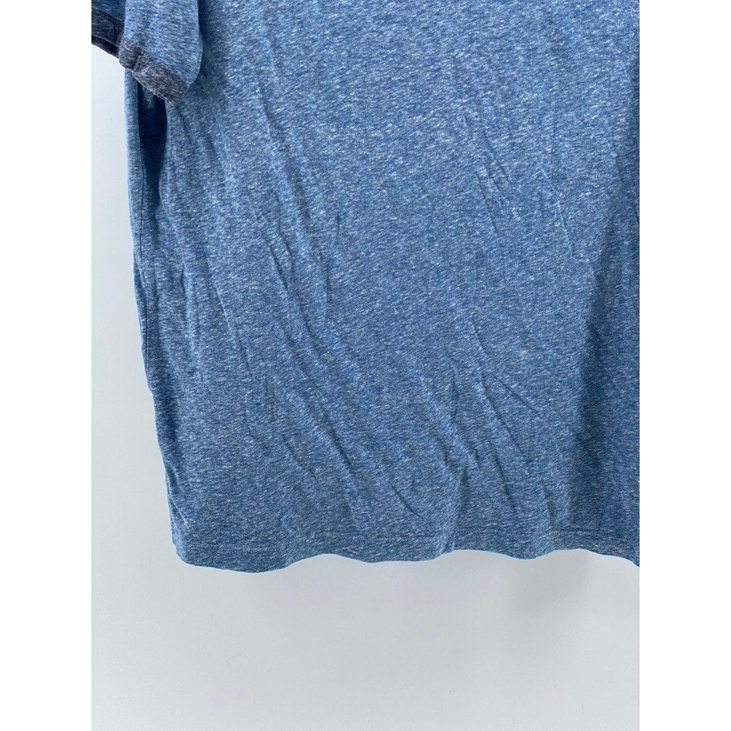 MANGO Men's Blue Heathered Crewneck Casual Short Sleeve T-Shirt SZ M