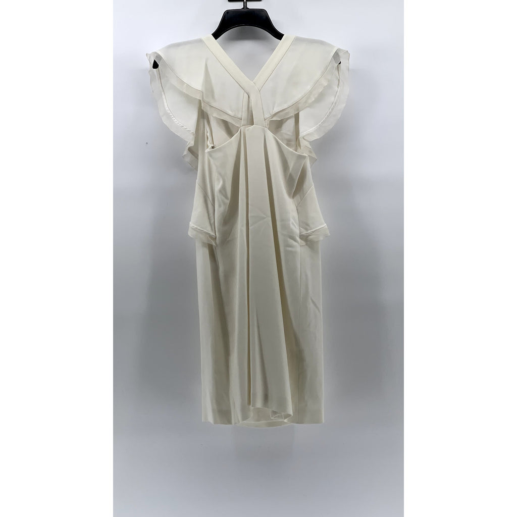 CLUB MONACO Women’s White Irina Ruffle-Sleeve Sheath Knee-Length Dress SZ 2