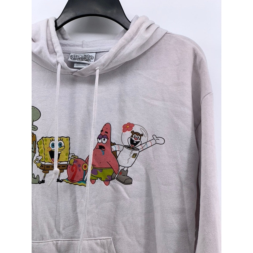 NICKELODEON Unisex White Spongebob Squarepants Graphic Hoodie SZ L