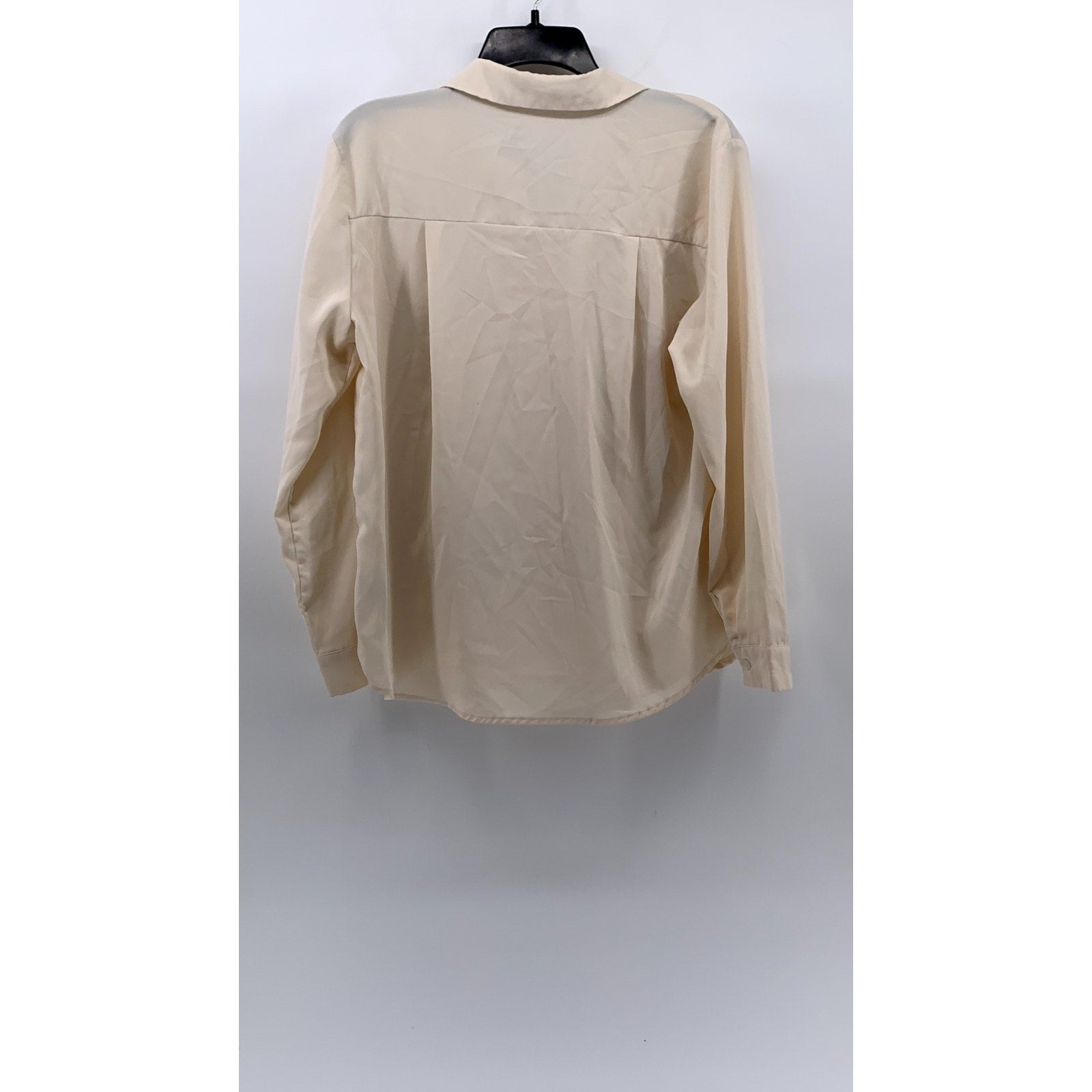 09WOMEN Women's Beige Regular-Fit Long Sleeve Button-Up Top SZ M