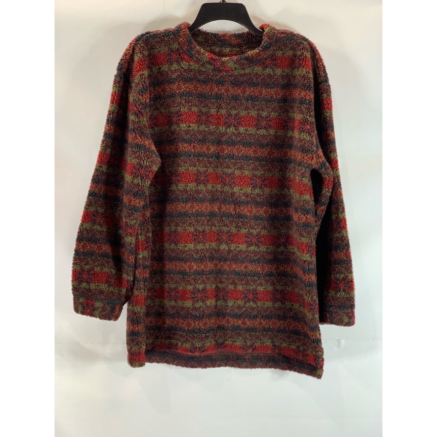 WOOLRICH Men's Red Printed Crewneck Long Sleeve Rugged Pullover Sweater SZ M