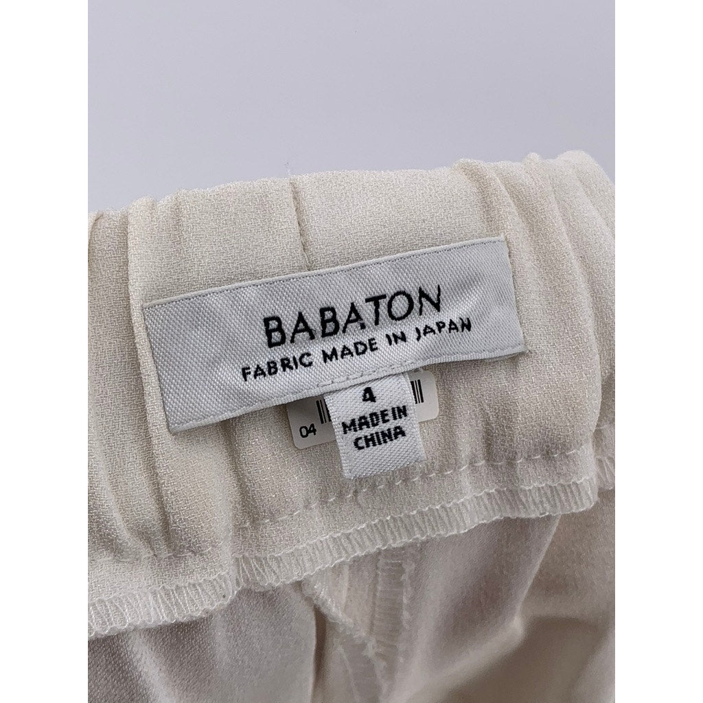 BABATON Women's Off-White High-Rise Relaxed Fit Pleated Shorts SZ 4
