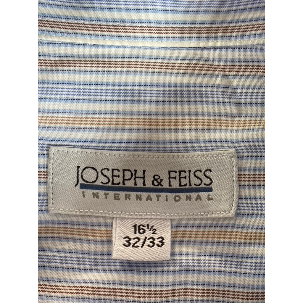 JOSEPH & FEISS INTERNATIONAL Men's Blue Striped Classic-Fit Shirt SZ 16.5 332/33