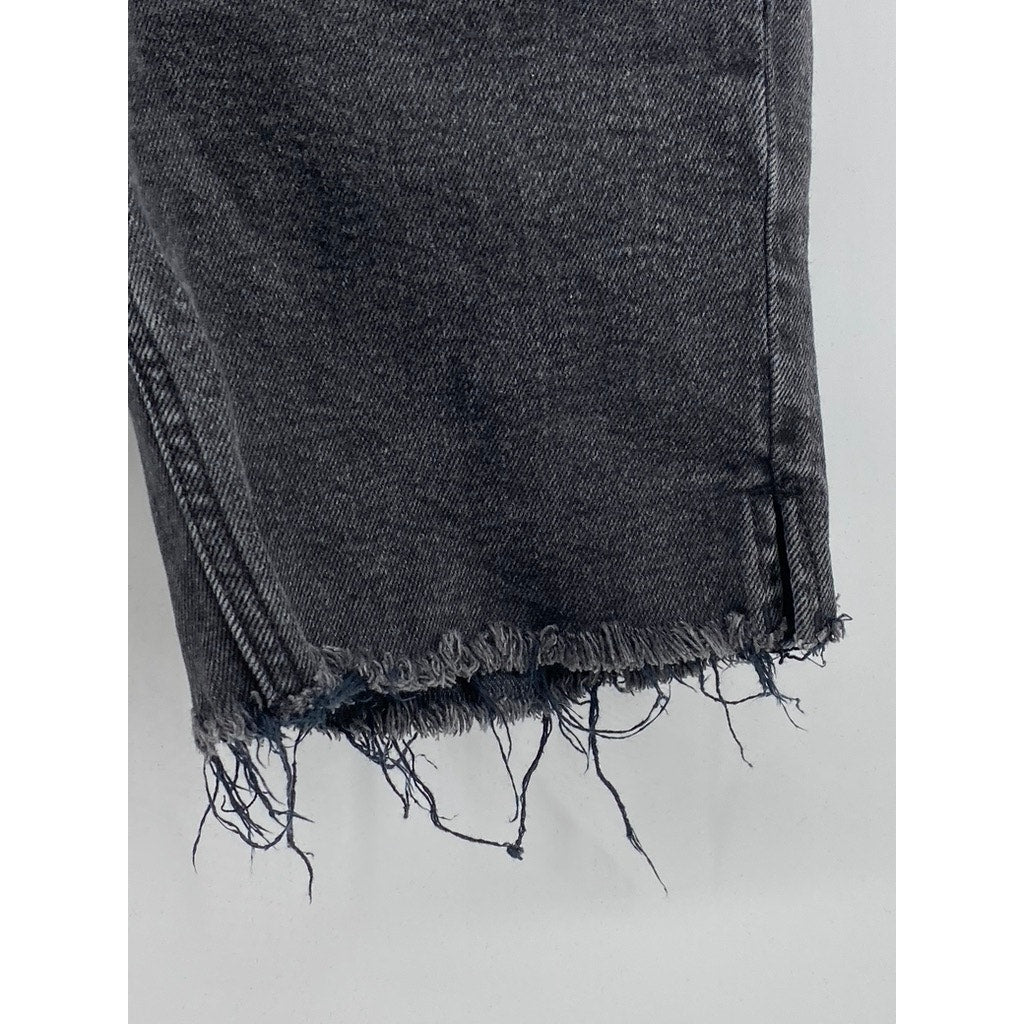 WE THE FREE Women's Black Avery Denim Raw-Hem Cut-Off Bermuda Shorts SZ 27