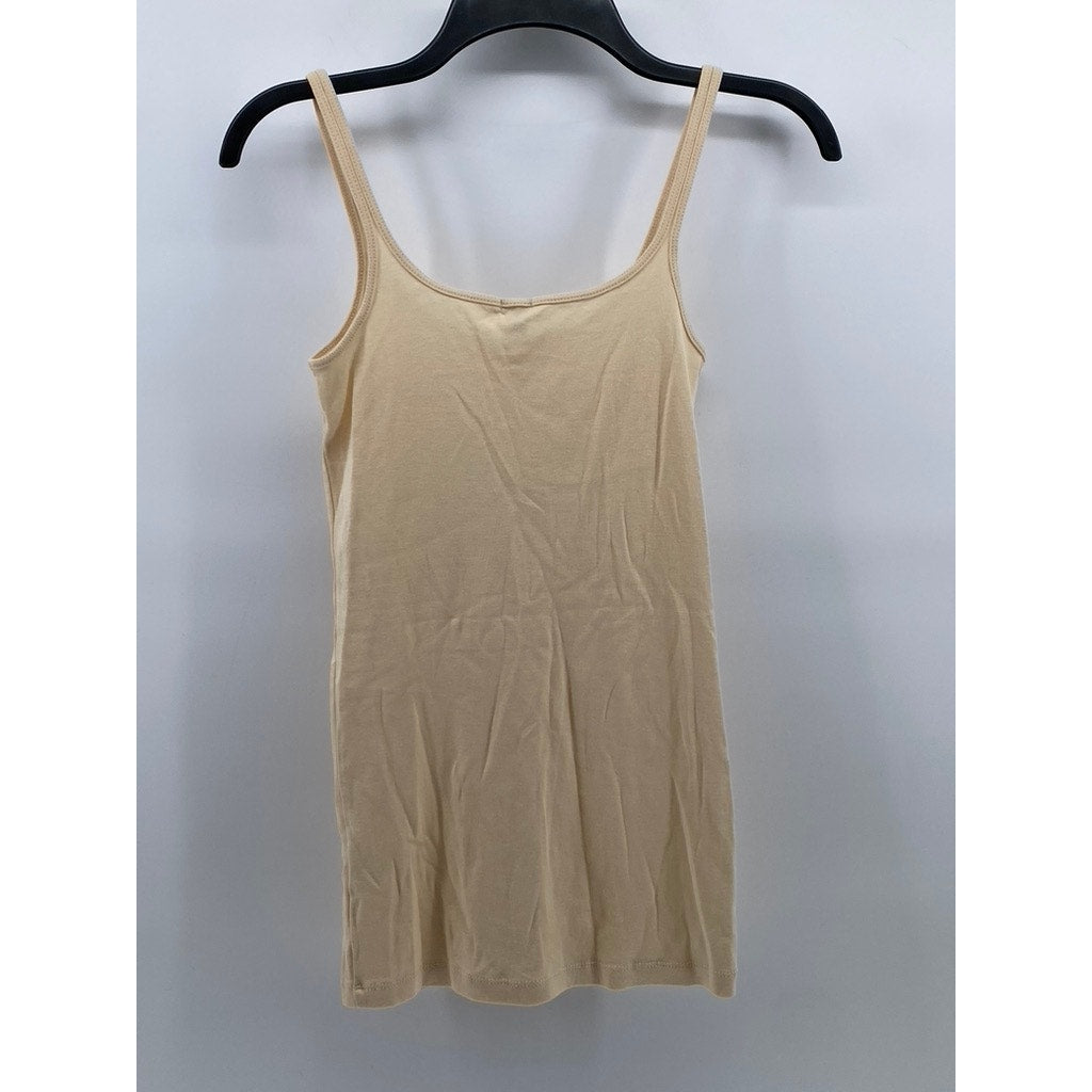 J.CREW Women's Beige Scoop-Neck Spaghetti-Strap Perfect-Fit Tank Top SZ S