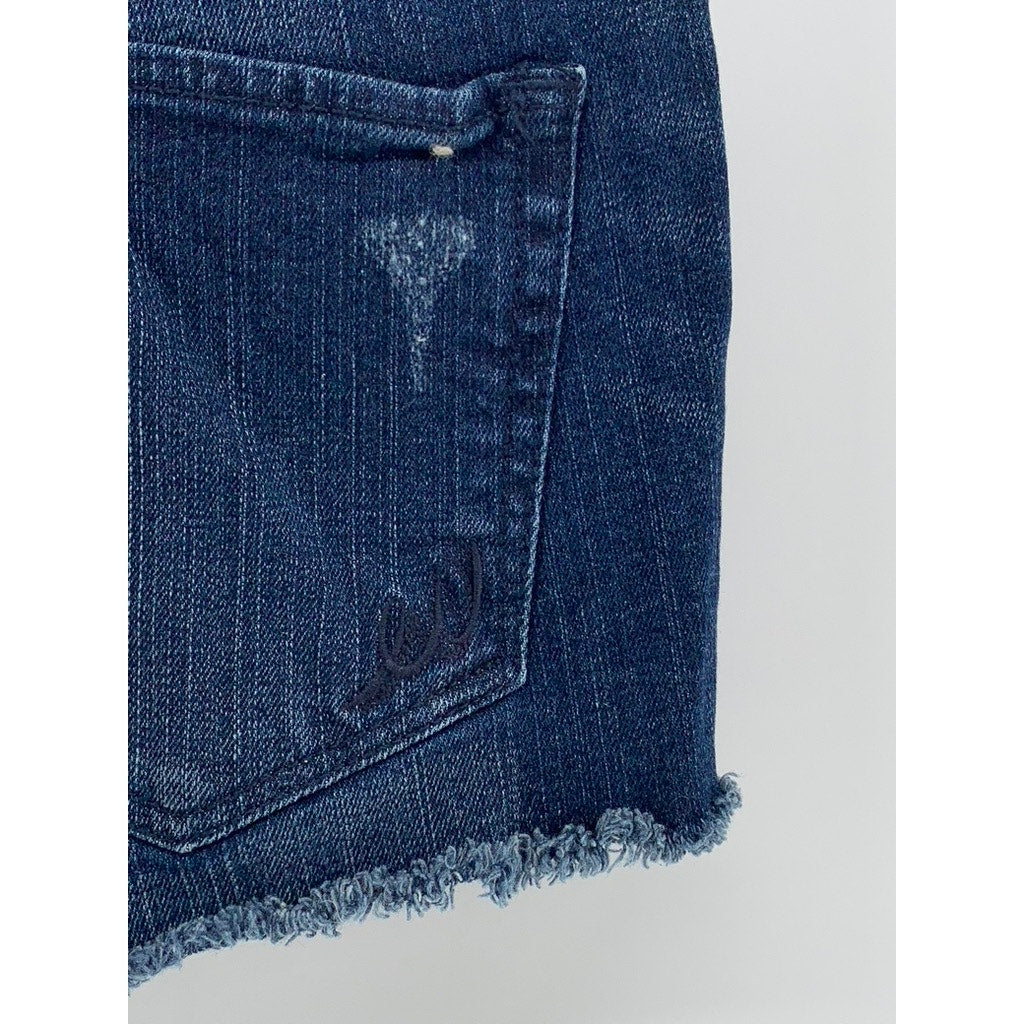EXPRESS JEANS Women's Blue Denim Distressed Cut-Off Cotton-Blend Shorts SZ 4