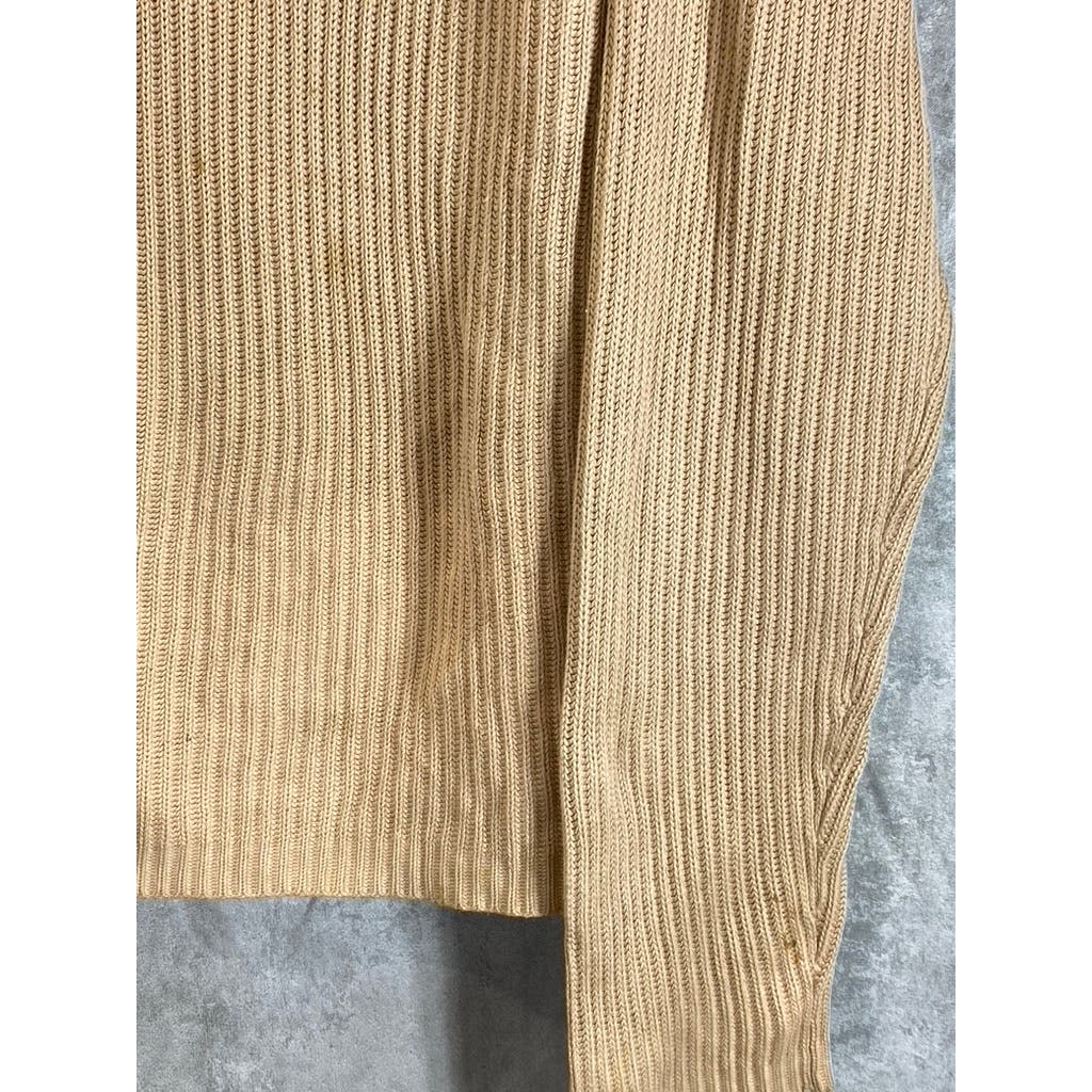 BANANA REPUBLIC Men's Beige Shoulder-Zipper Cotton Knit Pullover Sweater SZ L