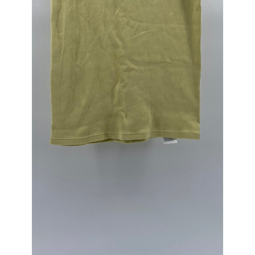 UNIQLO Women’s Lime Green 2-Way Stretch Ribbed Lace Trim V-Neck Tank Top SZ S