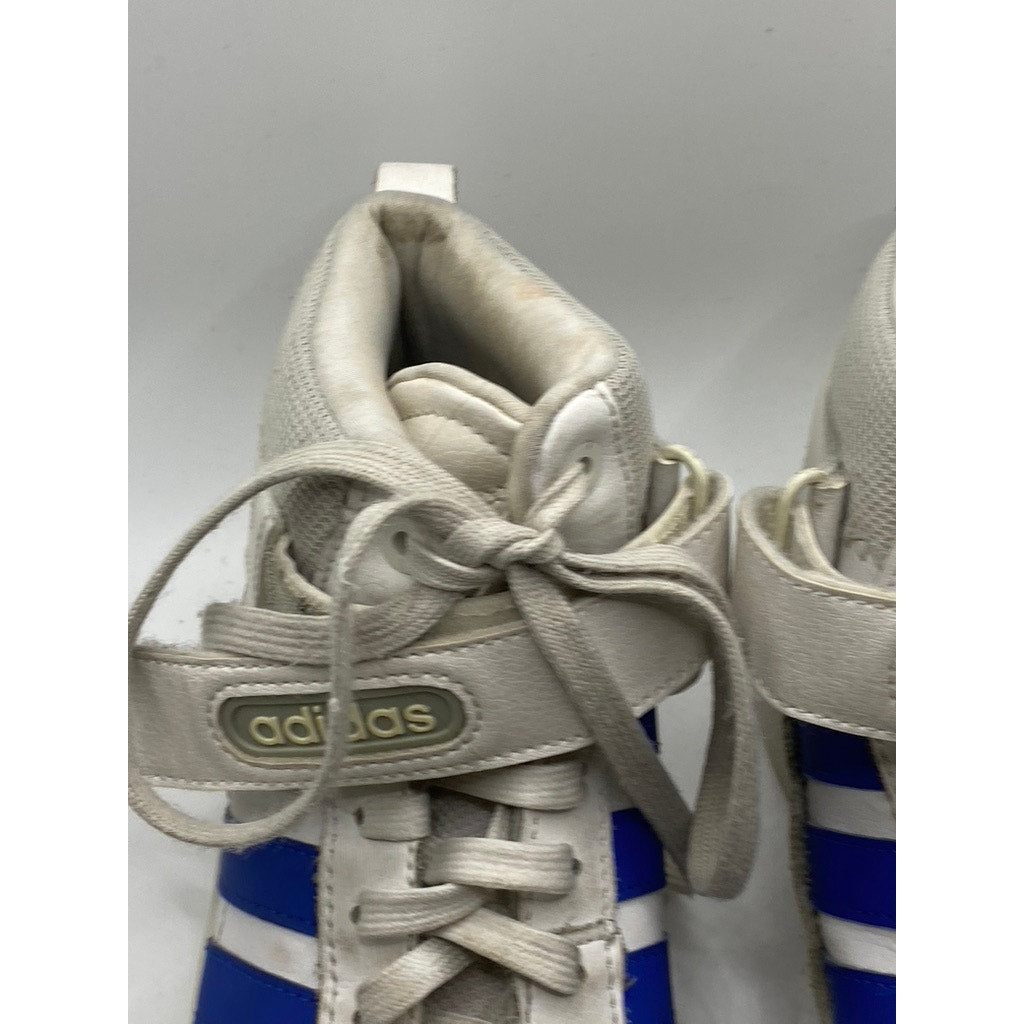 ADIDAS Men's White-Blue Postmove Mid Lace-Up Round-Toe Sneakers SZ 8