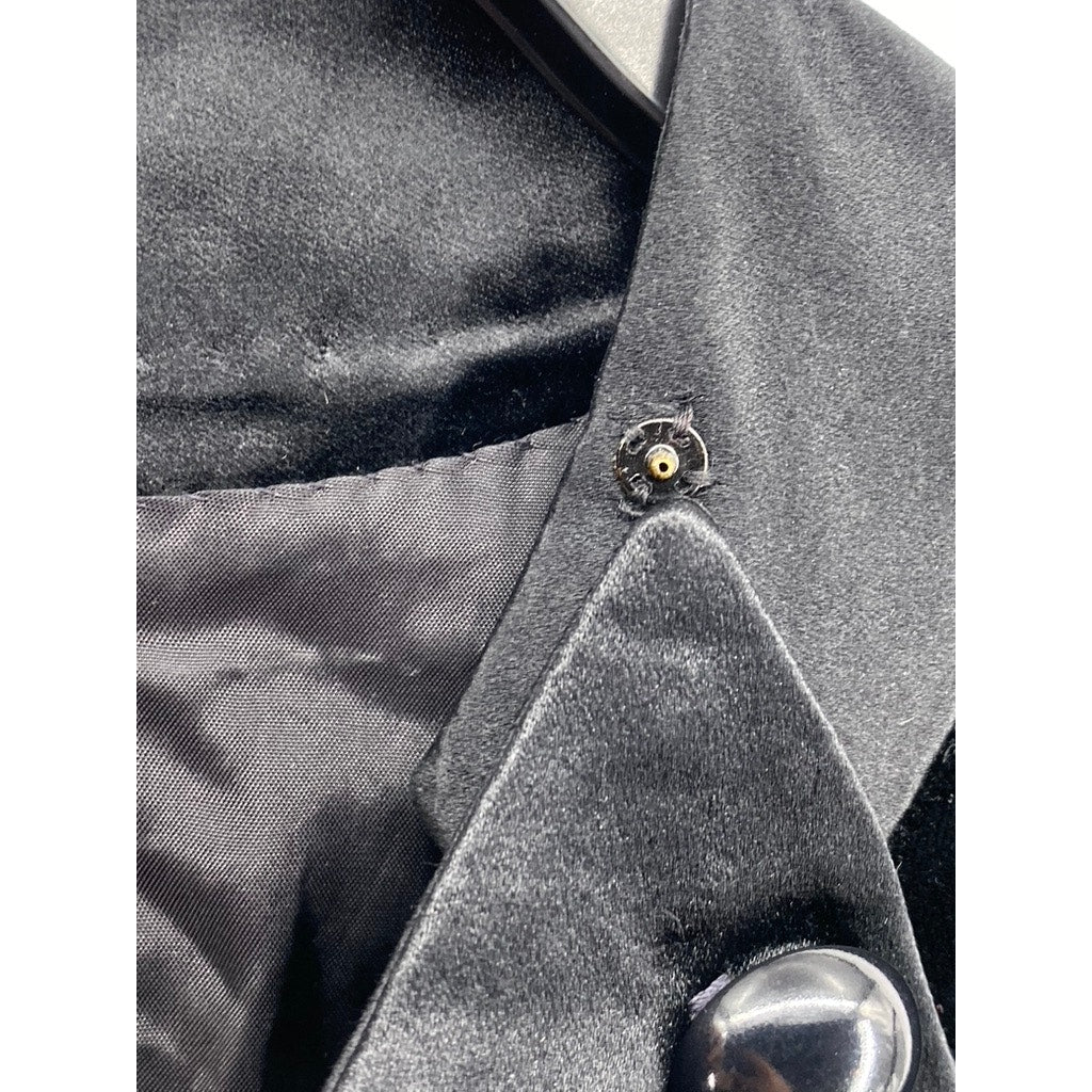 VALENTINO BOUTIQUE Women's Vintage Rare Black Velvet Offset Button-Down Gown SZ6