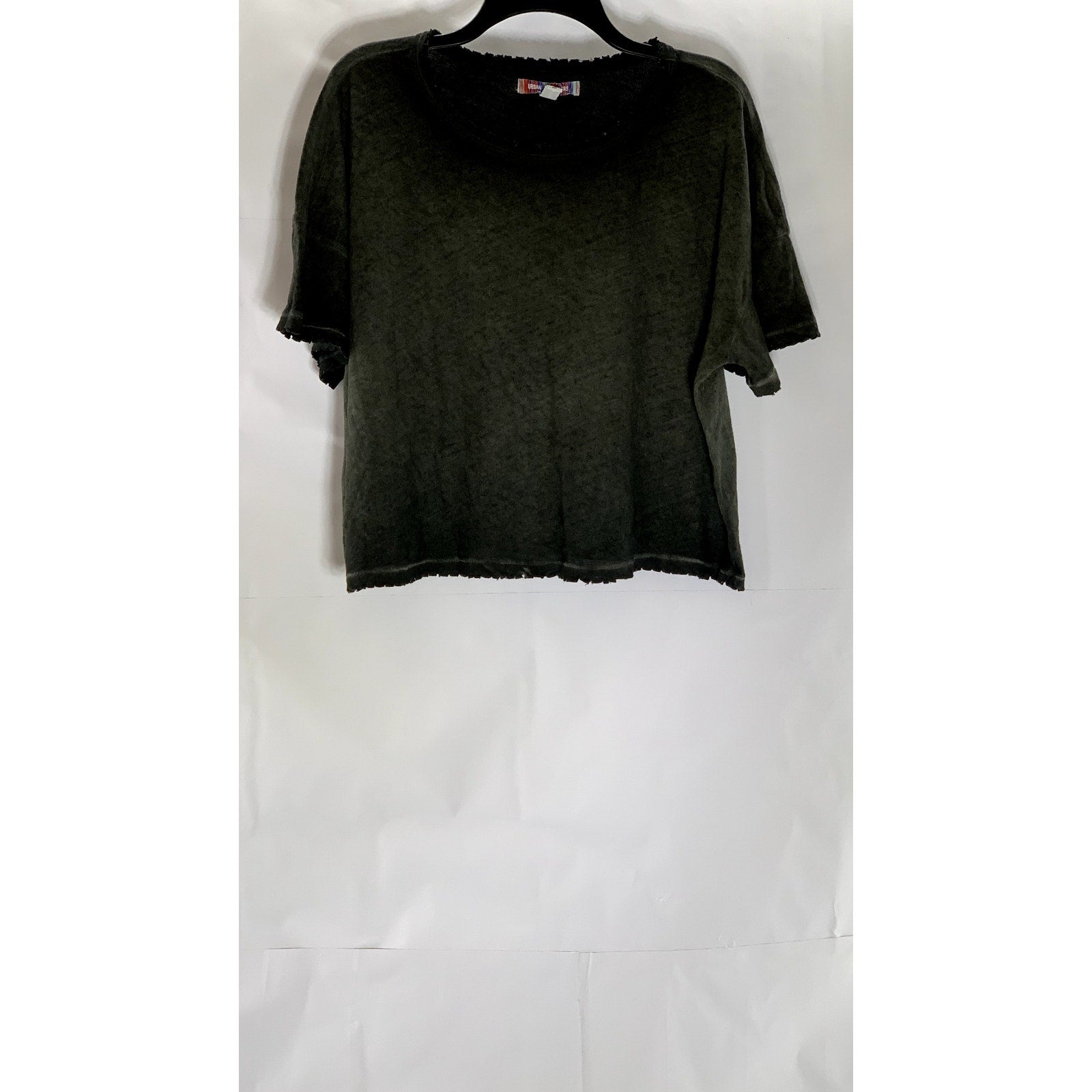 URBAN OUTFITTERS Women's Washed Black Distressed Crewneck Short Sleeve Top SZ L