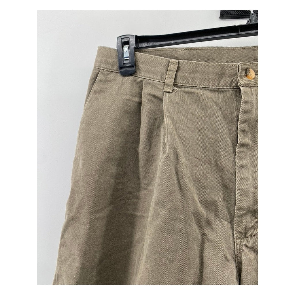 TIMBER CREEK BY WRANGLER Men's Vintage Tan Regular-Fit Pleated Shorts SZ 38